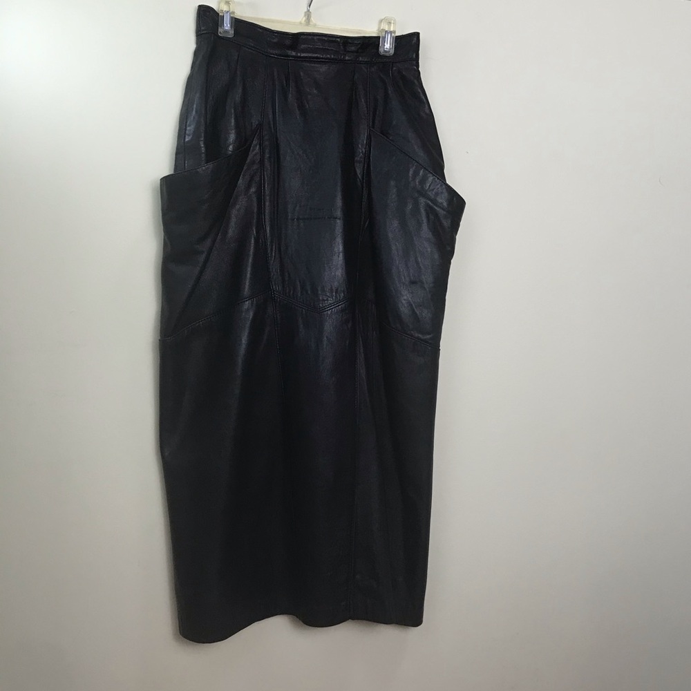 Danier Vintage 1980s Pencil Pockets Leather Skirt
